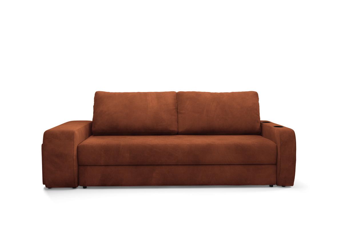Schlafsofa Ines Rostfarben B: 258cm - Rostfarben/Schwarz, Design, Textil (258/98/95cm) - Livetastic
