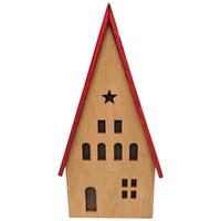 Dekorační dům LED/teplá bílá - přírodní barvy/červená, Konvenční, kompozitní dřevo (11,5/23/6cm) - Mömax