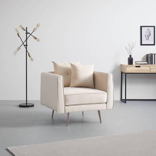 Relaxačné kreslo LUIS, béžový zamat - béžová/ružové zlato, Modern, kov/drevo (90/87/87cm) - Bessagi Home