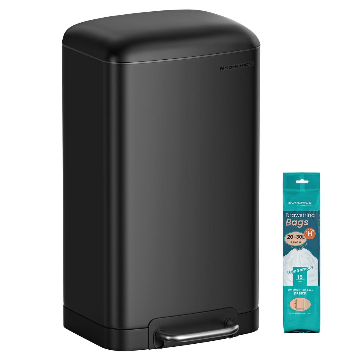 Abfallsammler Schwarz B: 34,5cm - Schwarz, Basics, Kunststoff/Metall (34,5/61,5/32,5cm)