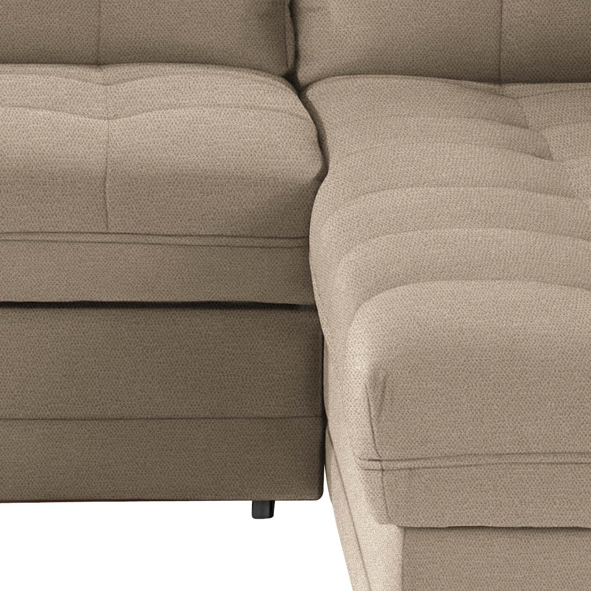 Ecksofa mit Schlaffunktion + Bettkasten Falco, Mikrofaser - Hellbraun/Dunkelbraun, KONVENTIONELL, Textil (251/183cm) - Ondega