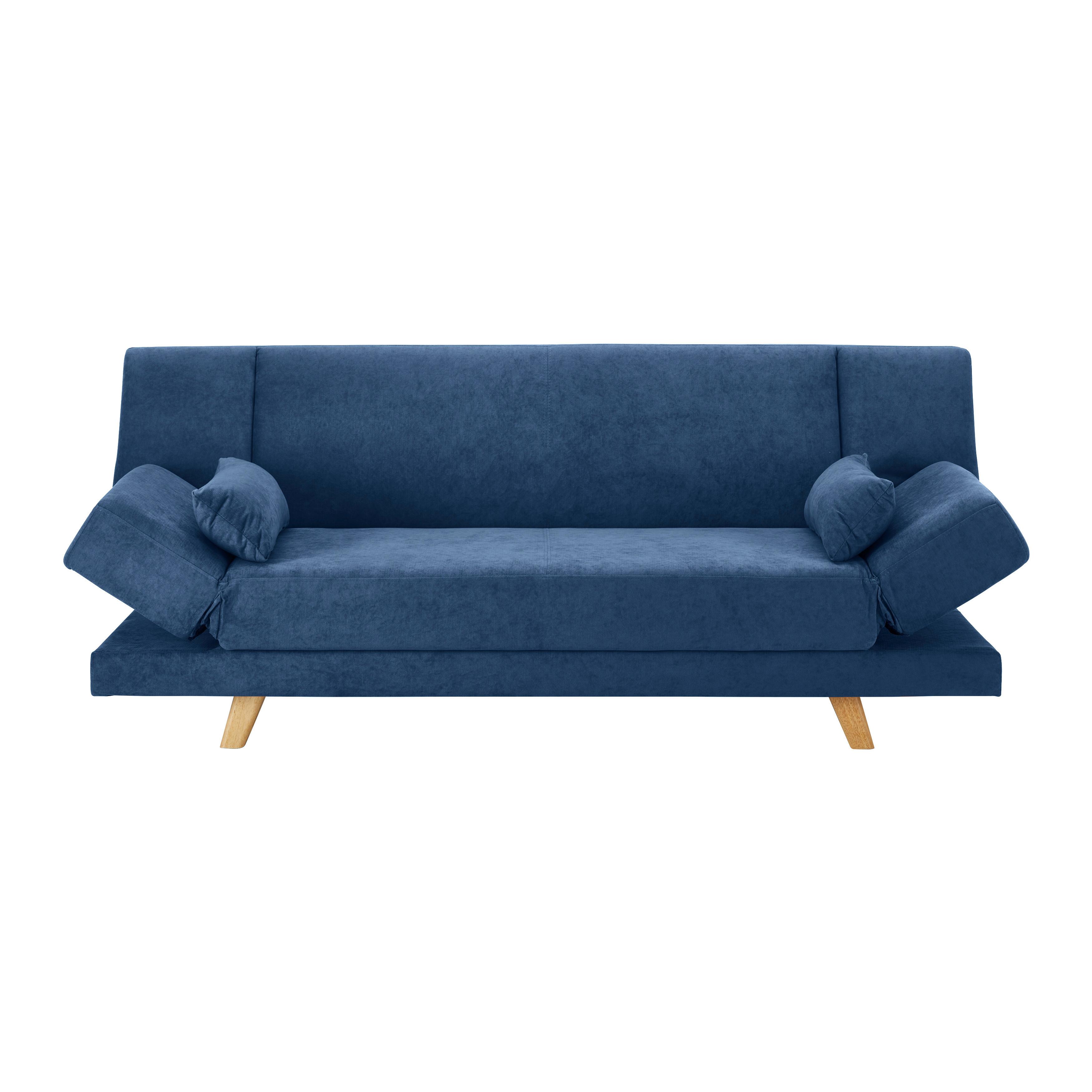 Pohovka FUNKY modrá - modrá/přírodní barvy, Moderní, dřevo/textil (183/73/79cm) - Bessagi Home