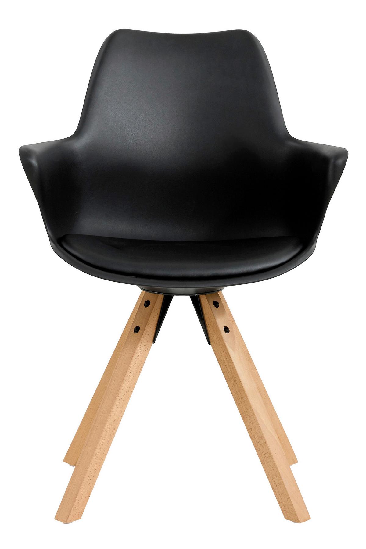 Armlehnstuhl-set Schwarz B: 58cm 2-Teilig - Eichefarben/Schwarz, MODERN, Holz/Kunststoff (58/84/61cm) - Livetastic