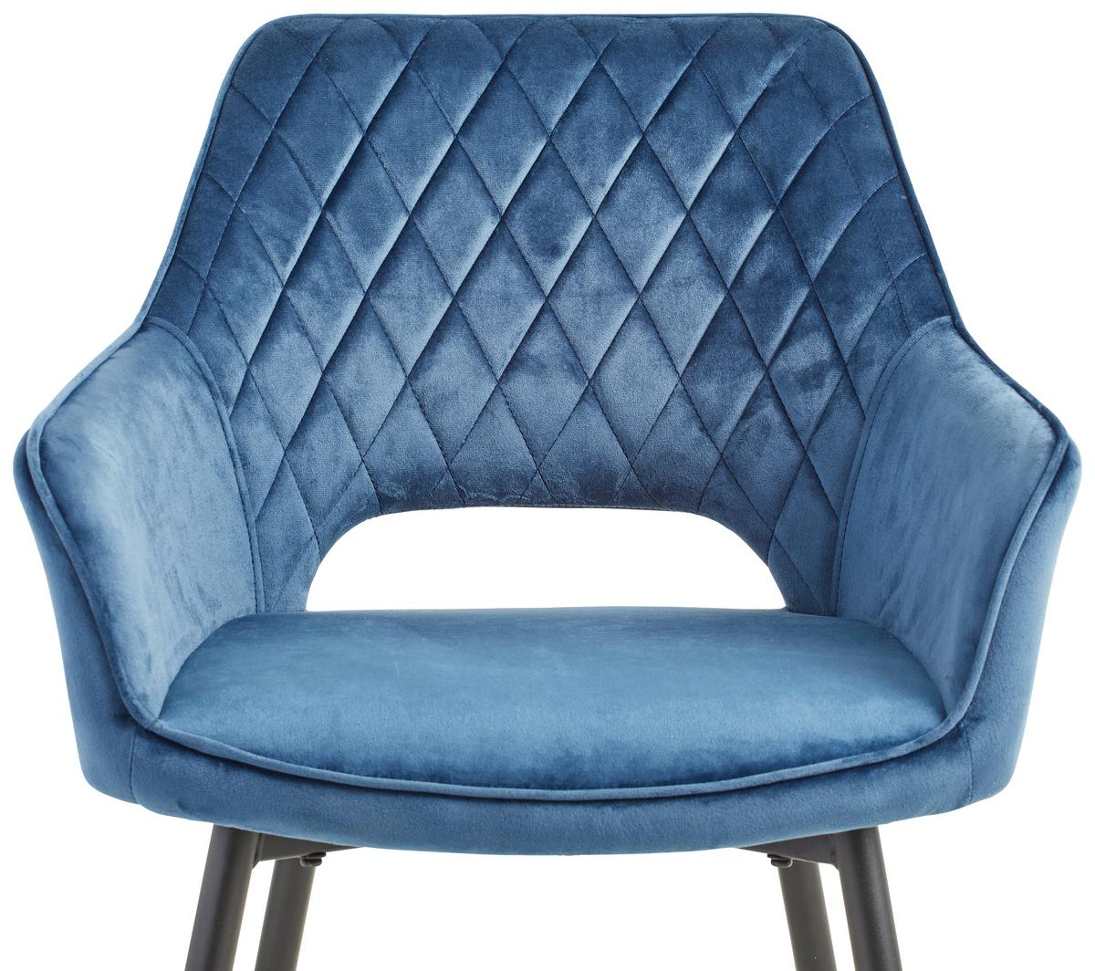 Armlehnstuhl Genua Blau Gepolstert - Blau/Schwarz, KONVENTIONELL, Holz/Textil (56/80,5/56cm) - MID.YOU