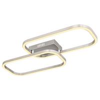 LED-Deckenleuchte L: 62,6 cm, 1-Flammig - Opal/Nickelfarben, Design, Kunststoff/Metall (62,6/30,6/6cm) - Globo