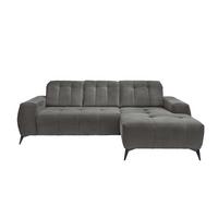 Ecksofa mit USB Anschluss Sano, Grau, S: 258x180 cm - Schwarz/Grau, MODERN, Textil (258/180cm) - Livetastic
