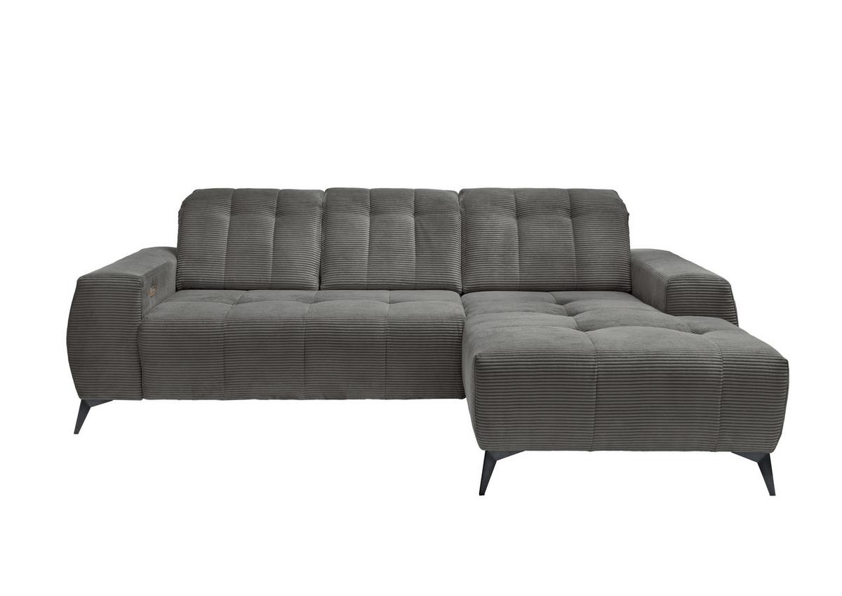 Ecksofa mit USB Anschluss Sano, Grau, S: 258x180 cm - Schwarz/Grau, MODERN, Textil (258/180cm) - Livetastic