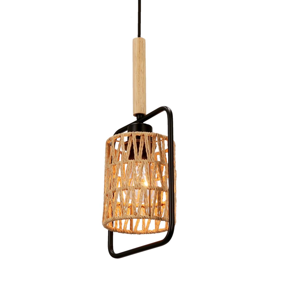 Pendelleuchte 31-26767 Crown - Beige/Schwarz, Natur, Textil/Metall (20/12/110cm)