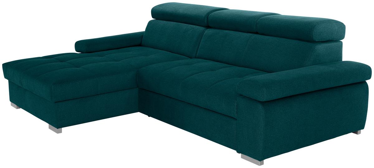 Ecksofa Perry - Dunkelgrün/Silberfarben, Design, Textil (183/292cm) - Livetastic