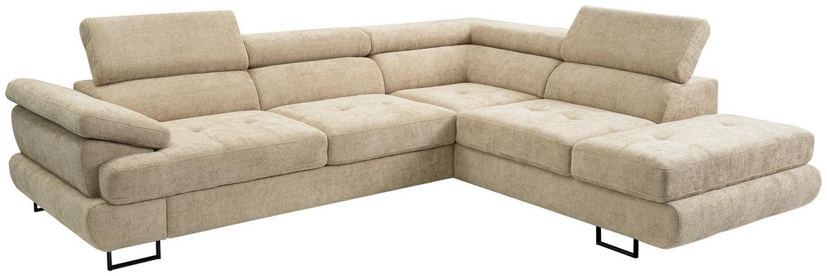 Sedací souprava LINNA, pravá, světle zelená - černá/světle zelená, Moderní, kov/textil (270/225cm)