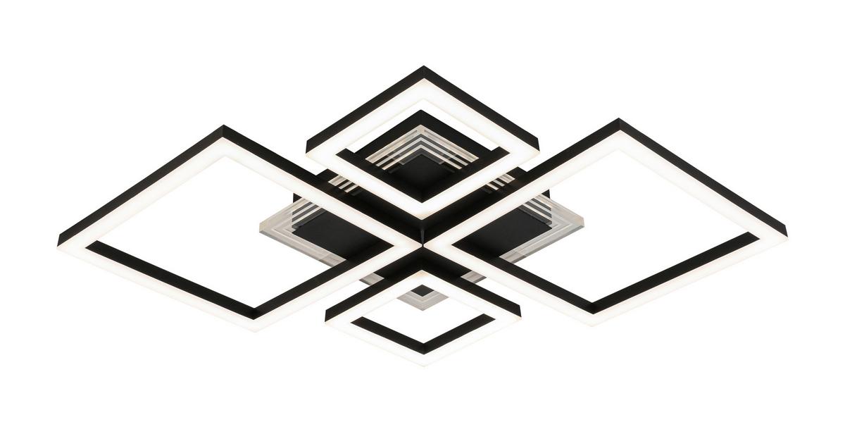 LED-Deckenleuchte Valentin - Transparent/Schwarz, MODERN, Kunststoff/Metall (62,5/45/6,5cm) - Luca Bessoni