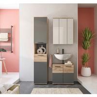 Badezimmer Mason Eiche Dekor Grau - Eichefarben/Schwarz, MODERN, Glas/Holzwerkstoff (97cm) - MID.YOU