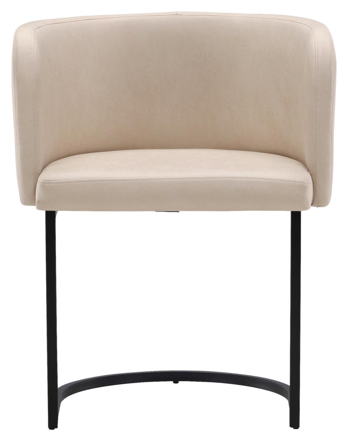 Stuhl Simrishamn - Beige/Schwarz, Design, Kunststoff/Textil (58/75/60cm) - Livetastic
