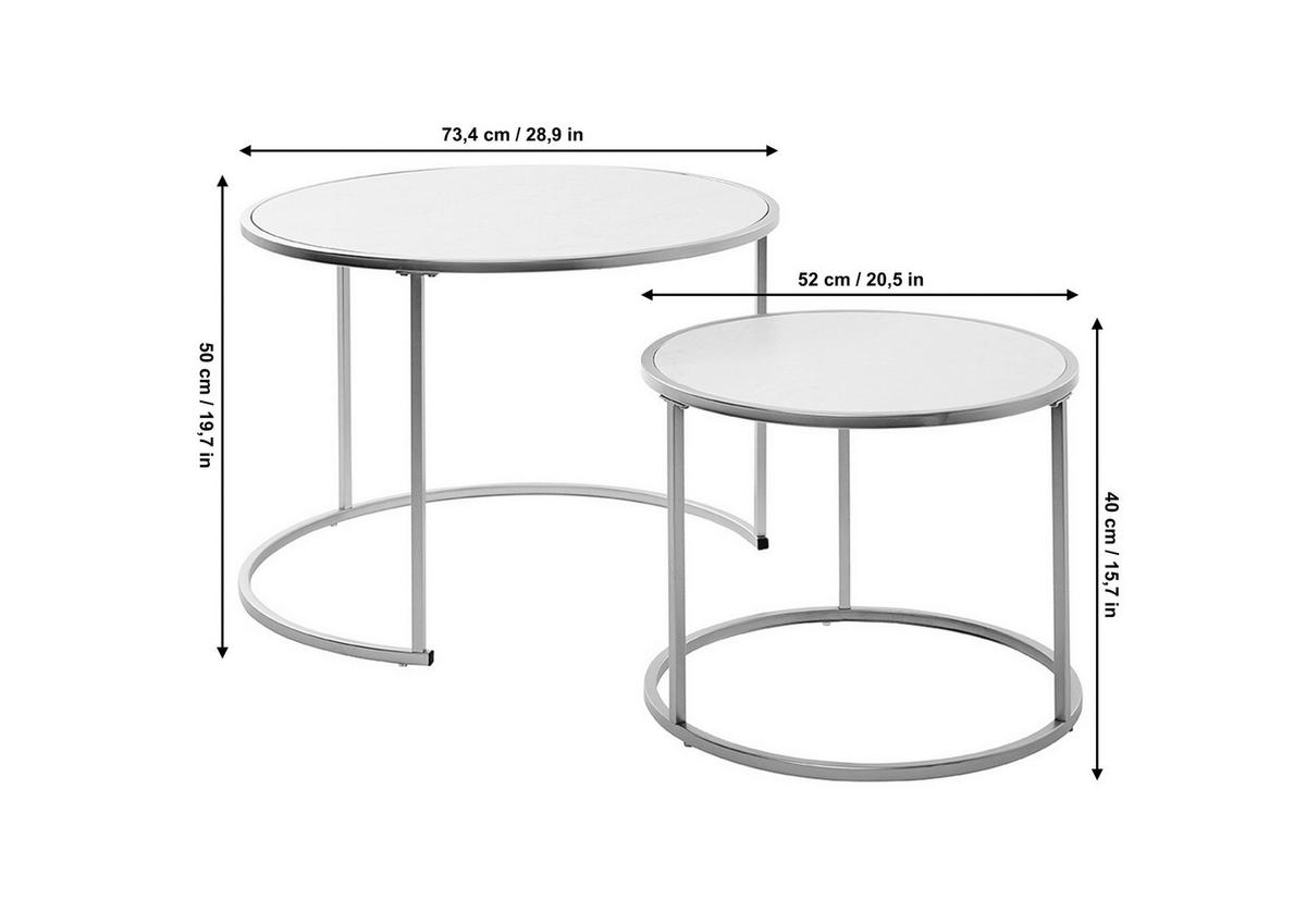 Beistelltisch 2-teilig Sol Coffee Set Weiß/goldfarben - Goldfarben/Weiß, KONVENTIONELL, Holzwerkstoff/Metall (73,4/73,4/50cm) - Livetastic
