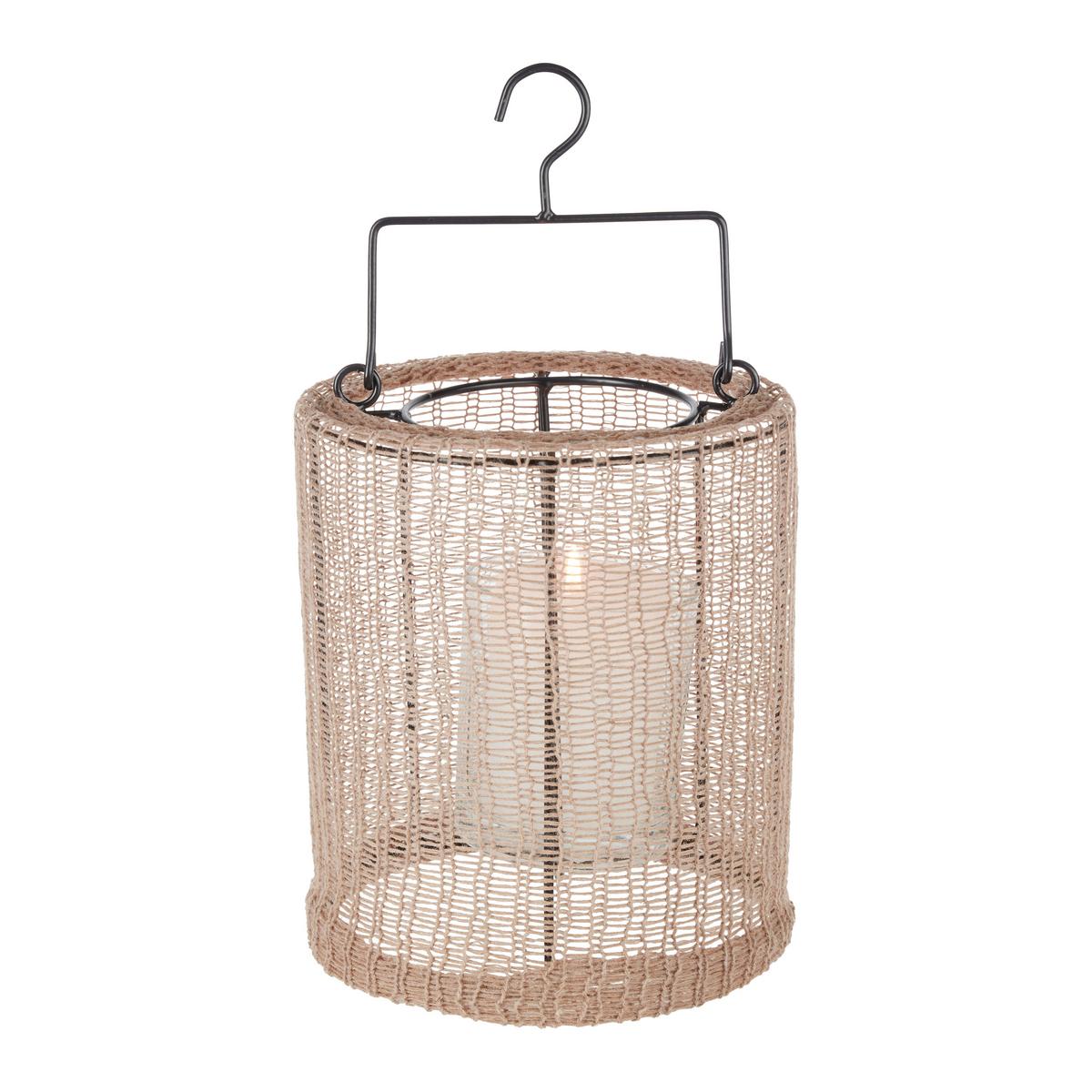 Lucerna Talea, V: 21cm - hnědá, Basics, kov/textil (18/21cm) - Modern Living