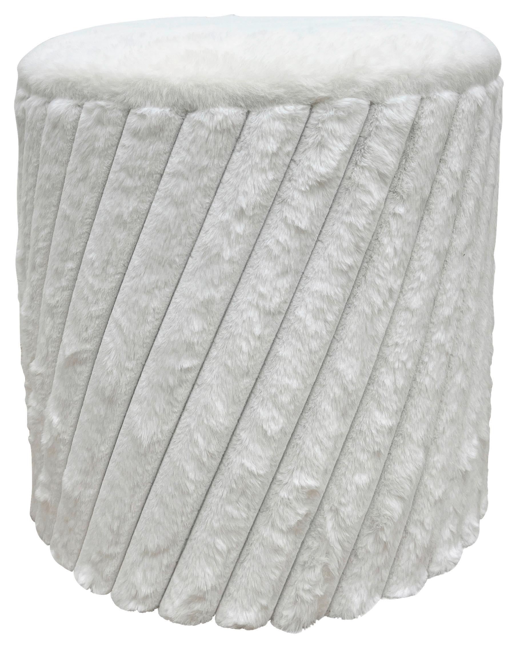 Taburetka CADY, biela umelá kožušina - biela, Romantik / Landhaus, kompozitné drevo/textil (37/40/37cm) - Mömax