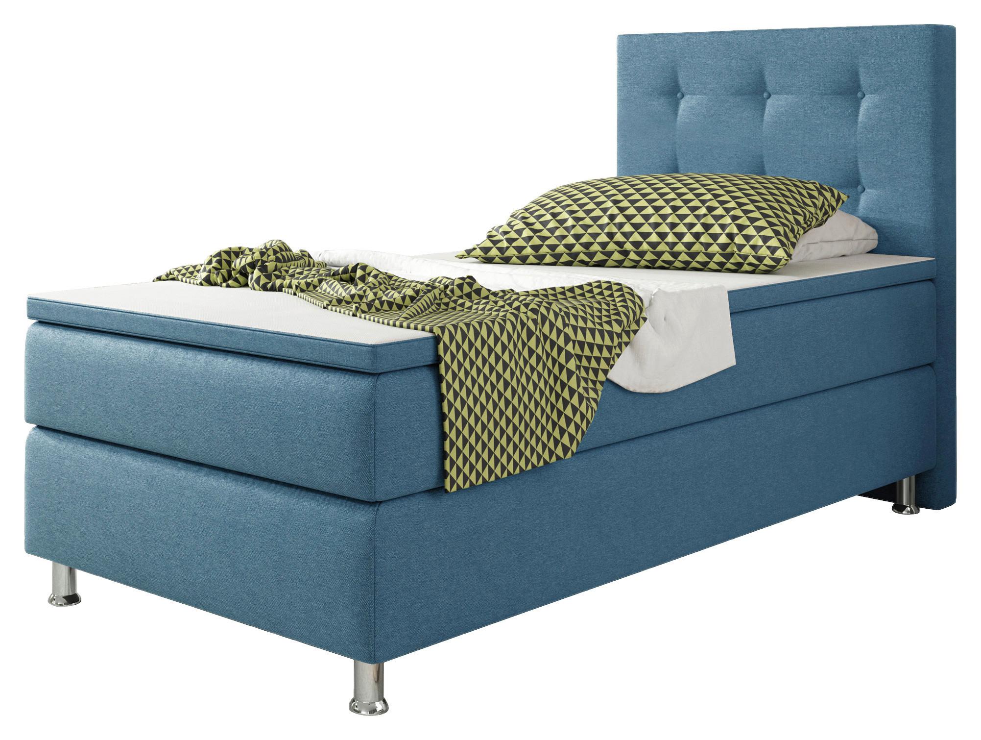 Boxspringbett mit Topper / Matratze 90x200 cm Köln - Blau/Silberfarben, KONVENTIONELL, Textil (90/115/210cm) - MID.YOU
