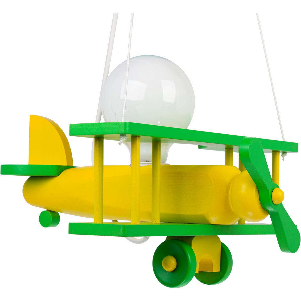 Kinderhängeleuchte 1041024 Flugzeug - Grün, KONVENTIONELL, Holz (29/31/75cm)