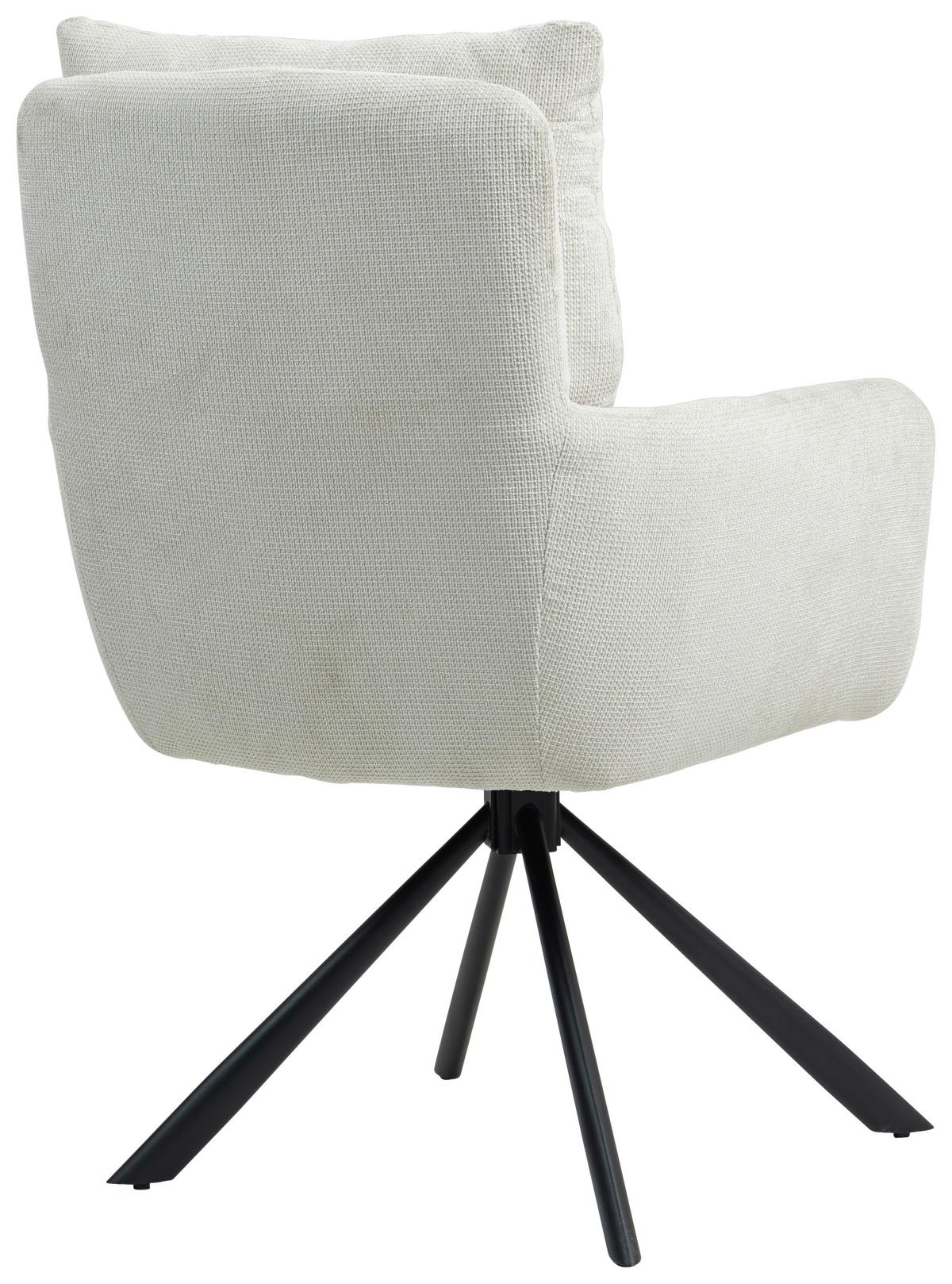 Armlehnstuhl Lina Creme Sitzfl. 180°drehbar, B: 60cm - Creme/Schwarz, KONVENTIONELL, Textil/Metall (60/95/67cm) - MID.YOU