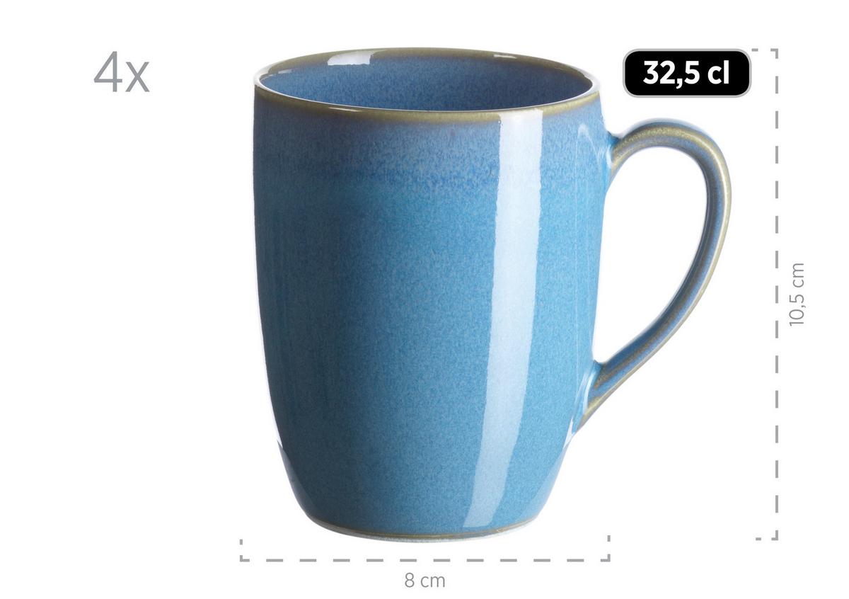 Kombiservice Sandfarben Hellblau 16-Teilig - Sandfarben/Hellblau, Basics, Keramik - Mäser