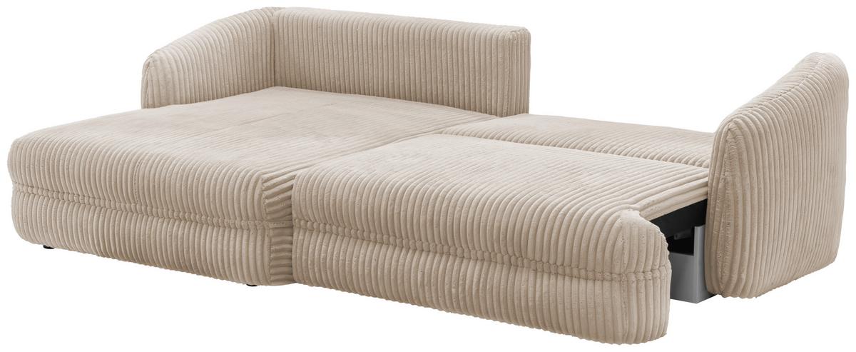 Ecksofa Lush, Sandfarben Schenkel: 161x284 cm - Sandfarben/Schwarz, Design, Textil (161/284cm) - Livetastic