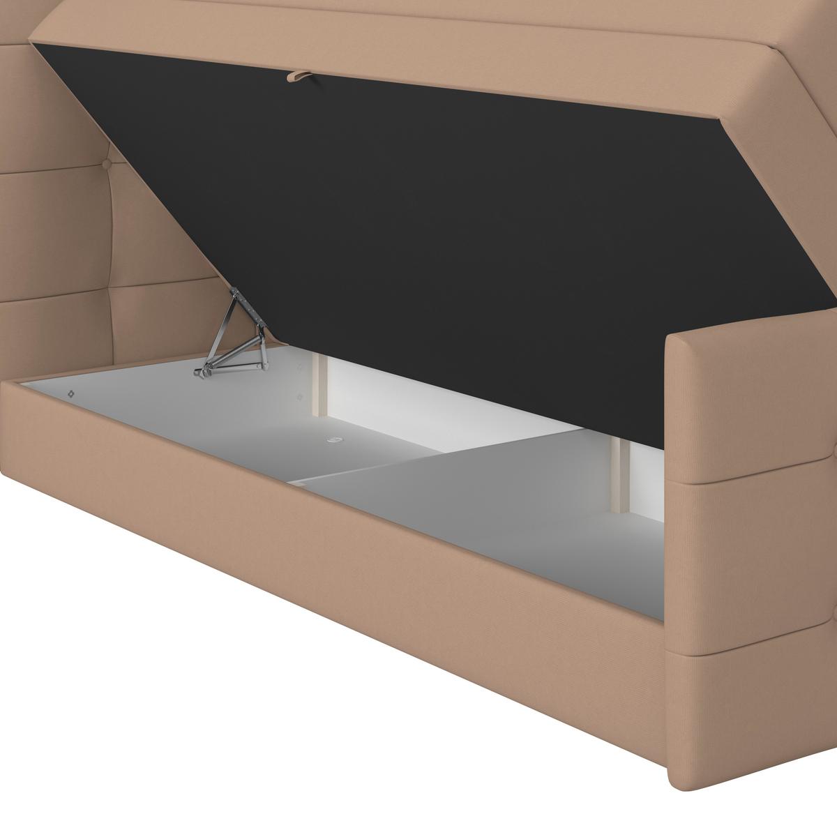 Boxspringbett Josie 160 - Beige/Schwarz, MODERN, Holz/Holzwerkstoff (160/200cm)