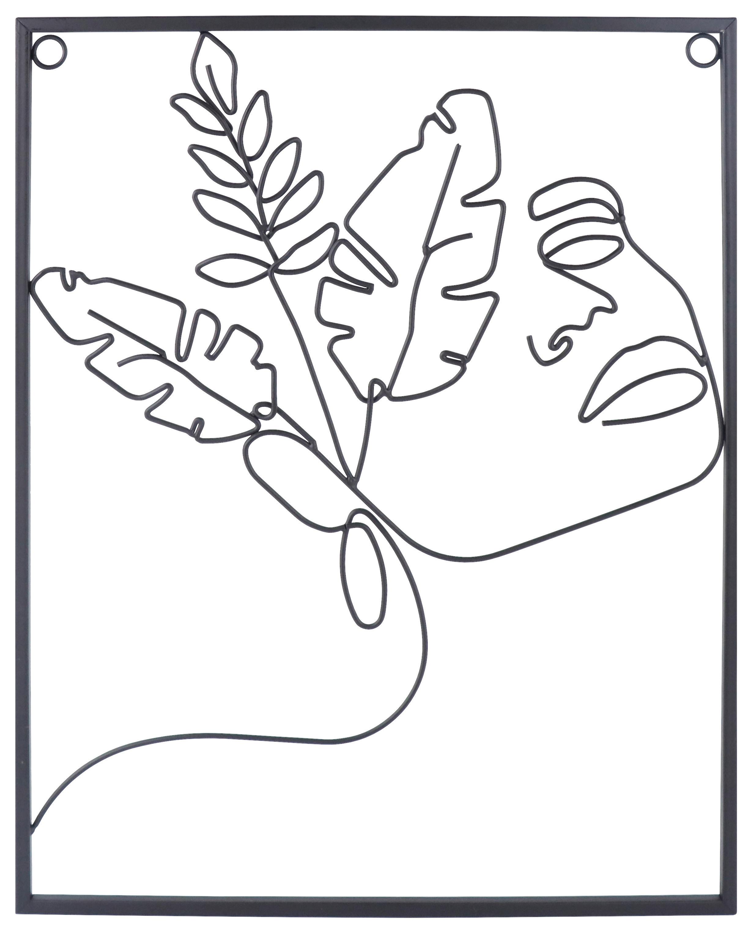 Dekorace Na Zeď Lady, 36/45cm - černá, Moderní, kov (36/45cm) - Modern Living