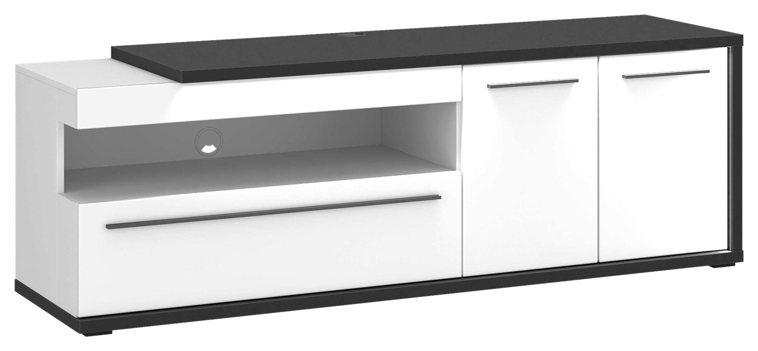 TV-Lowboard Ambiente B:163,6cm Alpinweiss, Anthrazit - Weiß Hochglanz/Anthrazit, MODERN, Holzwerkstoff (163,6/56,6/53,6cm)