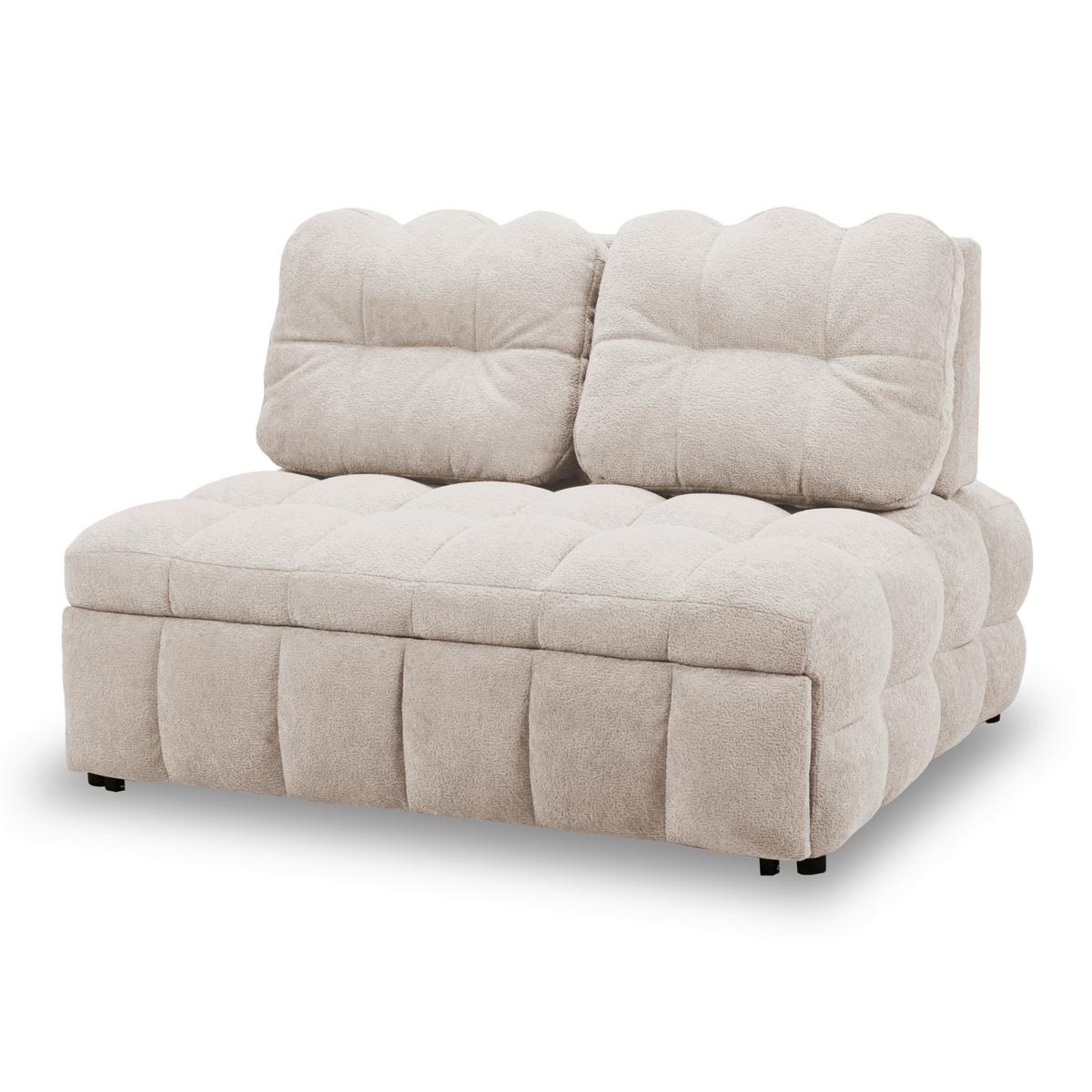 Rozkládací pohovka LIARA, béžová, 2-dílná sada - černá/béžová, Moderní, kov/dřevo (137/87/110cm) - Bessagi Home