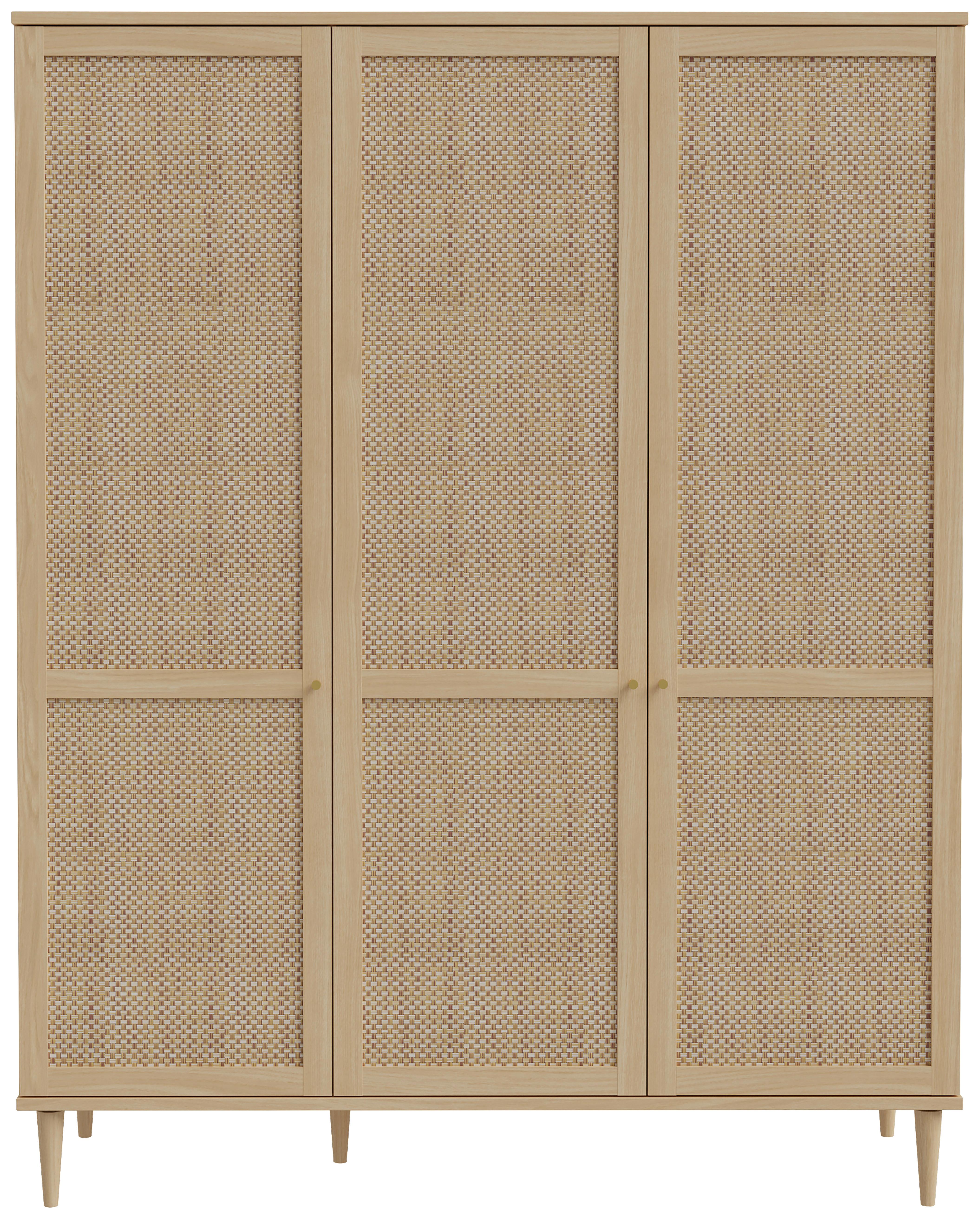 ŠATNÍ SKŘÍŇ S OTOČNÝMI DVEŘMI CALASETTA - barvy dubu/barvy zlata, Natur, kov/kompozitní dřevo (164,8/208,1/52,1cm)