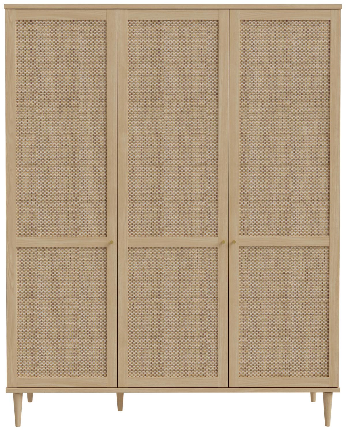 SKRIŇA S OTOČNÝMI DVERAMI CALASETTA - zlatá/farba duba, Natur, kov/kompozitné drevo (164,8/208,1/52,1cm)