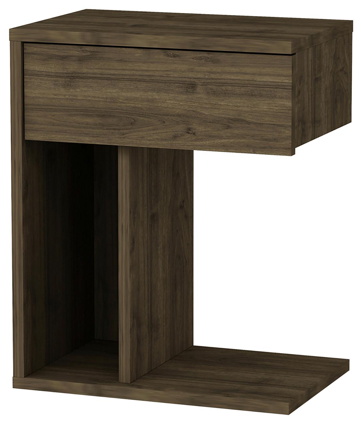 Nachtkästchen Walnuss Dekor H: 55 cm, Tyche - Walnussfarben, Design, Holzwerkstoff (44,4/55/29,4cm) - MID.YOU