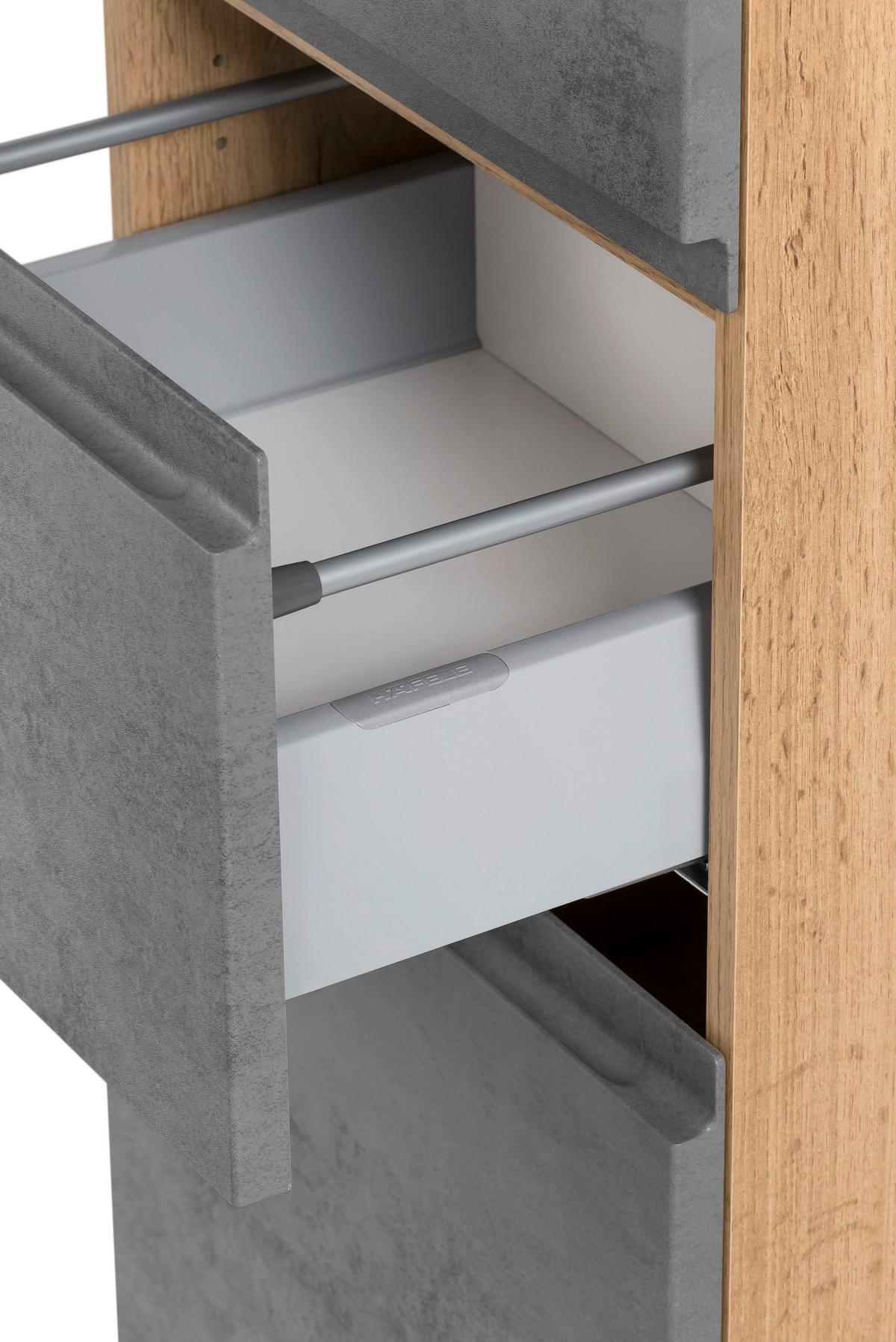 Hochschrank Varese B: 40 cm Hellgrau/Eiche Wotan - Eiche Wotan/Hellgrau, MODERN, Holzwerkstoff (40/180/35cm) - Held