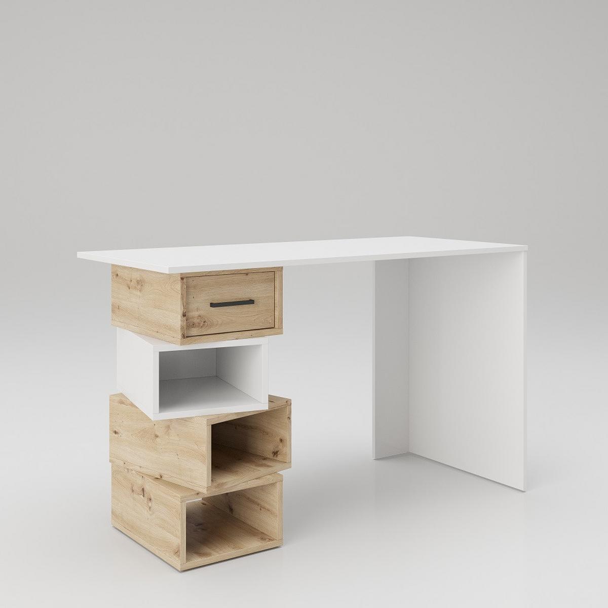 Schreibtisch B 75cm H 55cm Monza, Weiß - Eiche Artisan/Weiß, MODERN, Holz (120/75/55cm) - MID.YOU