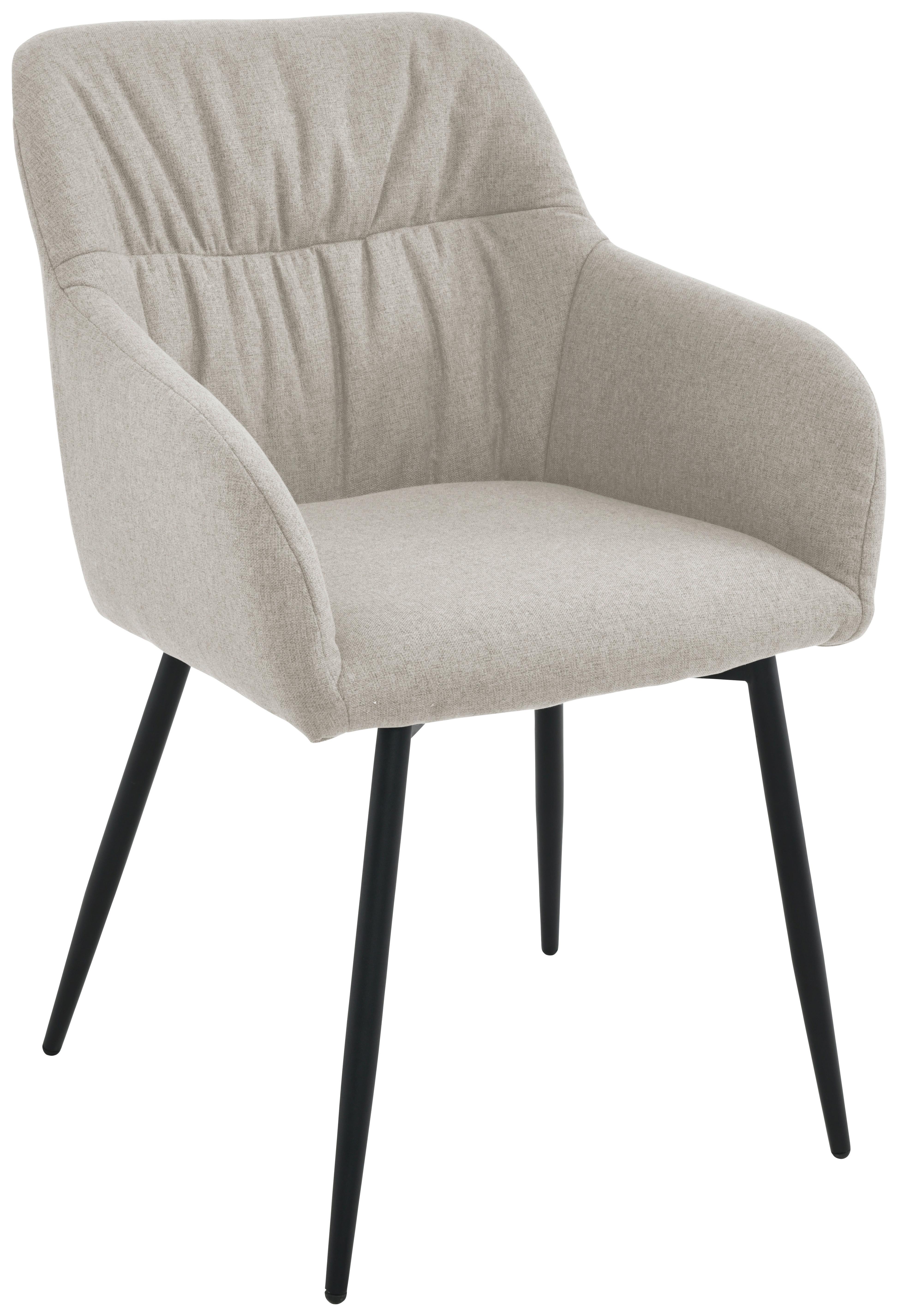 Armlehnstuhl Alessandro Webstoff Beige Gepolstert - Beige/Schwarz, MODERN, Holz/Textil (54/86/60cm) - Ondega