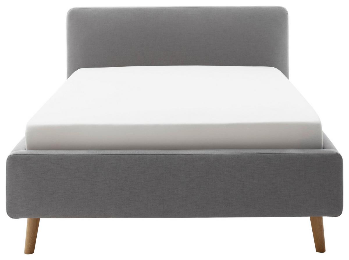 Polsterbett Mattis 140x200cm Hellgrau, Inkl. Bettkasten - Eichefarben/Hellgrau, Design, Holz/Textil (140/200cm) - Livetastic