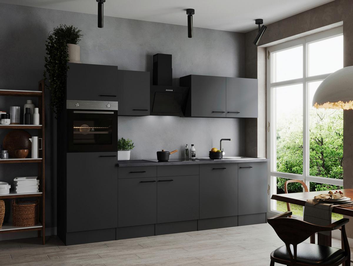Küchenblock Oliver Dunkelgrau B: 280 cm - Dunkelgrau/Grau, Design, Holzwerkstoff (280cm) - Respekta