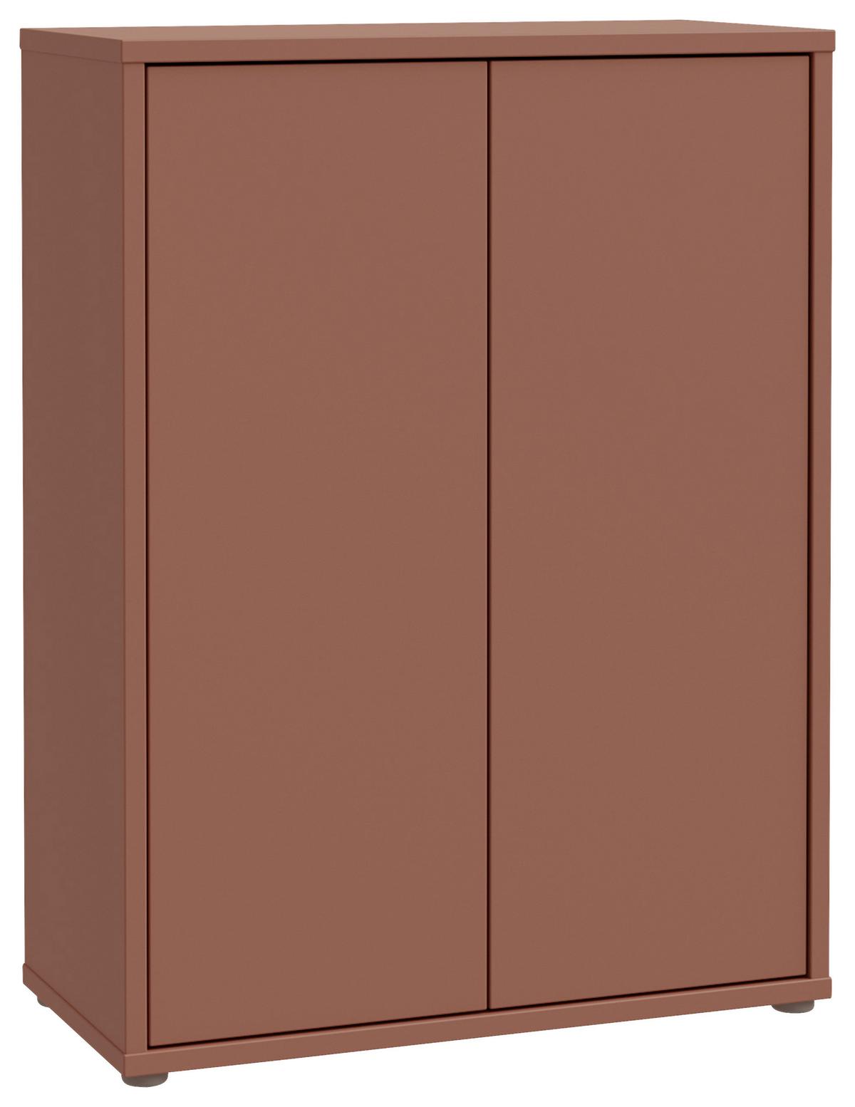 Skriňa na topánky ALICE terracotta - sivá/terakotová, Modern, kompozitné drevo/plast (74,5/99,1/34,9cm)