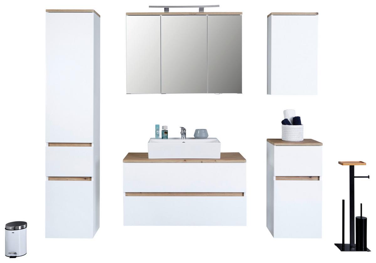 Waschtischunterschrank Hängend Marbella B: 100 cm Weiß - Weiß, MODERN, Keramik/Holzwerkstoff (100/64,5/47cm)