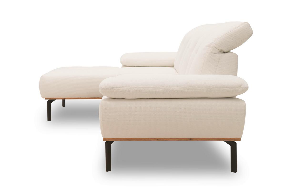 Ecksofa Weiß S: 242x170 cm - Wildeiche/Schwarz, Design, Holz/Textil (242/170cm) - MID.YOU