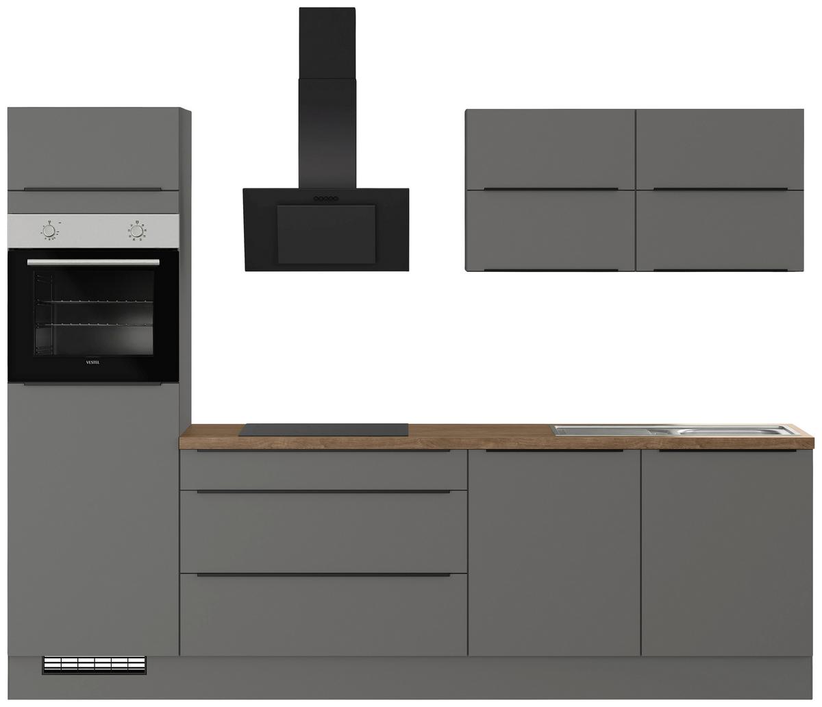 Küchenleerblock Ip3150 - Eiche dunkel/Graphitfarben, Design, Holzwerkstoff (280cm) - Impuls