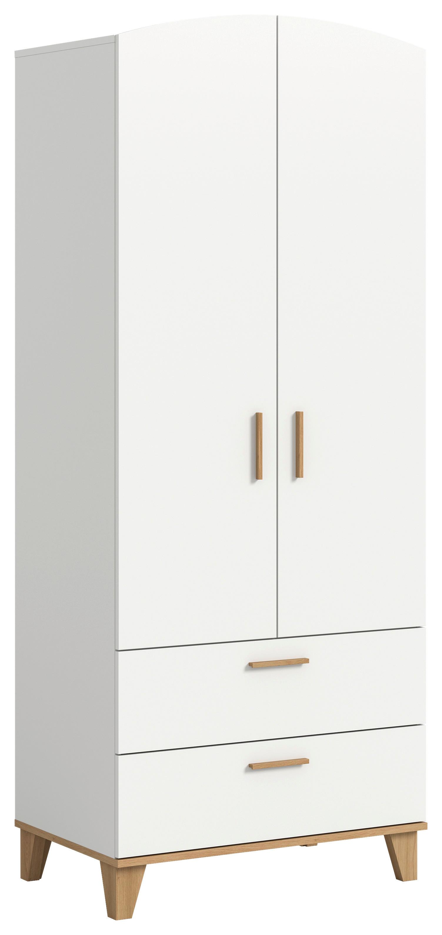 Drehtürenschrank Stella Eiche Dekor/Weiß B: 81cm - Weiß/Eiche Artisan, ROMANTIK / LANDHAUS, Holzwerkstoff (81/198/51cm) - Livetastic