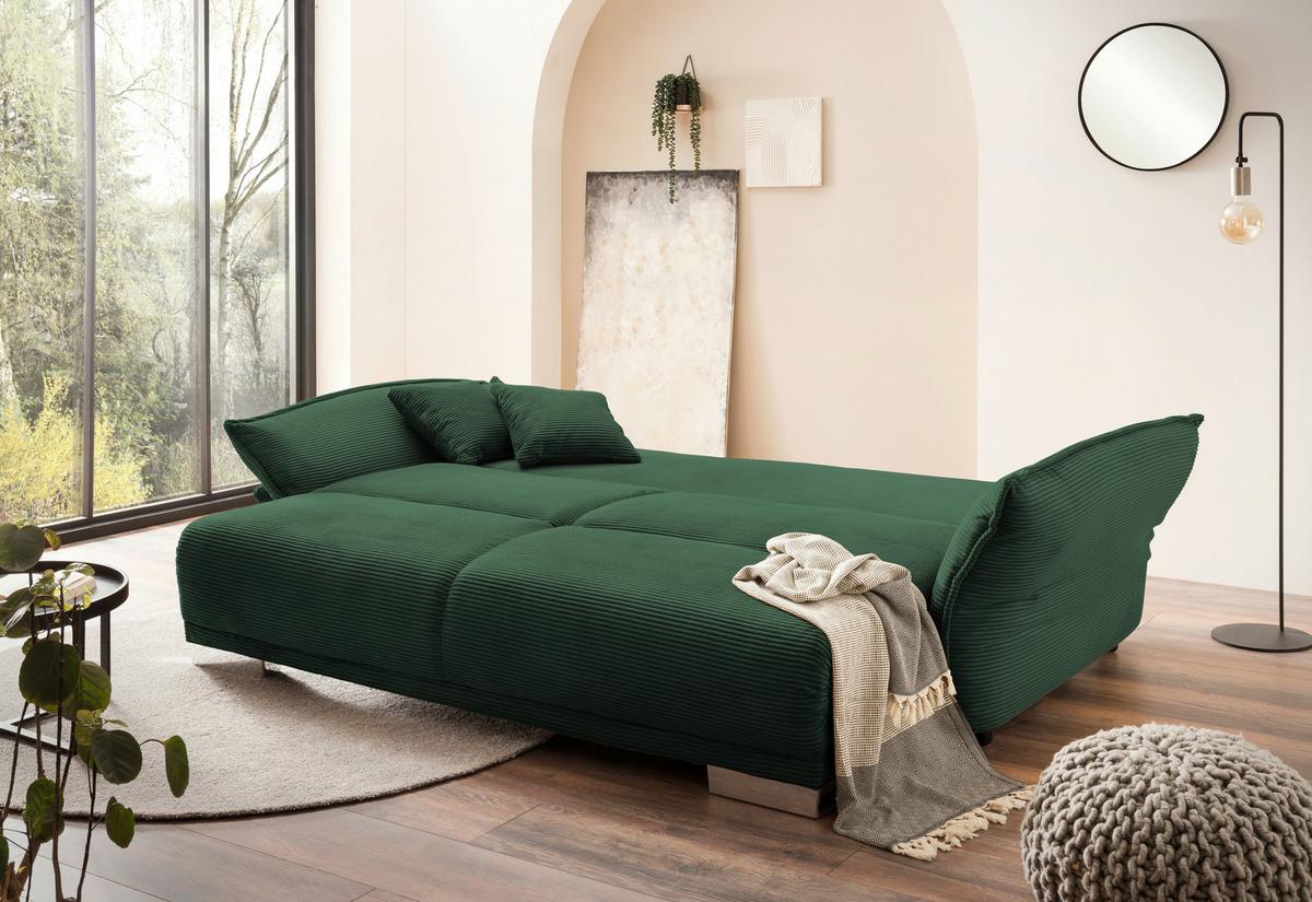 Bigsofa Pera, Dunkelgrün B: 242 cm - Chromfarben/Dunkelgrün, MODERN, Textil (242/71/90/131cm) - Livetastic