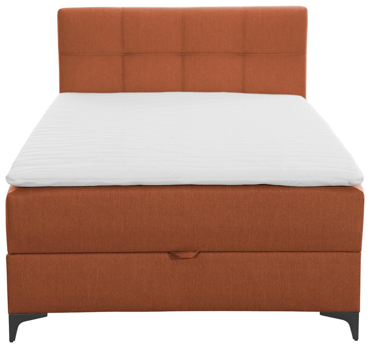 Čalouněná postel FREDDIE 100x200 cm, rezavá - černá/rezavá, Konvenční, kov/textil (100/200cm)