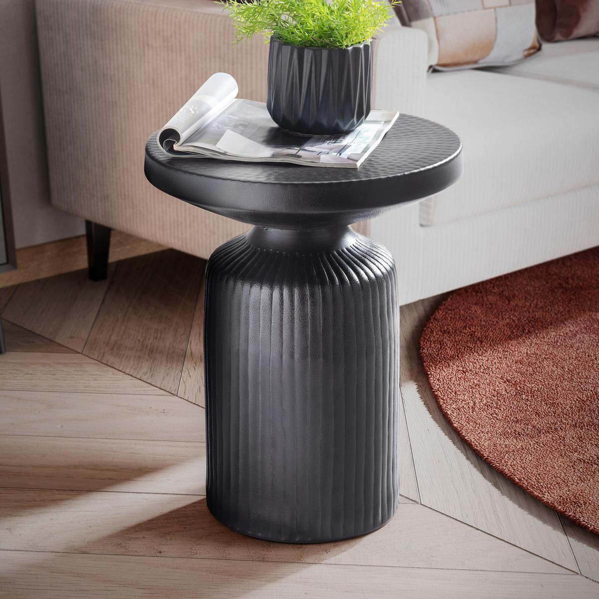 Beistelltisch Aluminium Schwarz D: 40 cm - Schwarz, Design, Metall (40/30cm) - MID.YOU