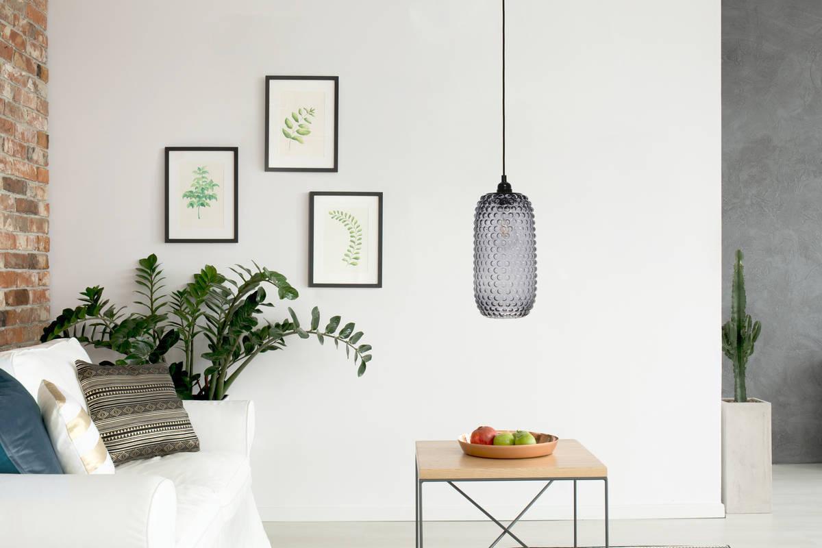 Hängeleuchte Irina H: 34 cm 1-Flammig - Grau, Trend, Glas (15/34/15cm) - Kayoom