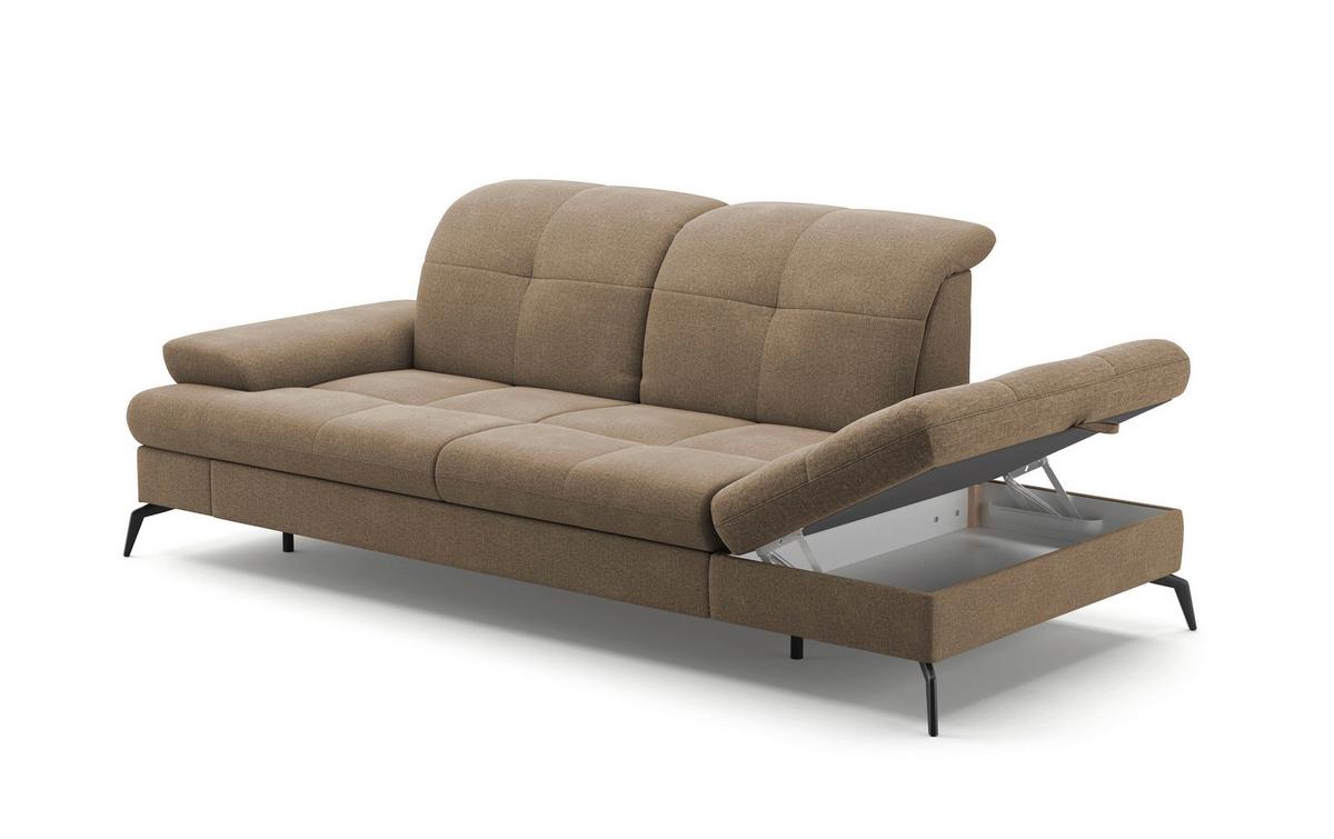 Récamiere Amica E, Hellbraun B: 231 Cm - Hellbraun/Schwarz, KONVENTIONELL, Textil (231/90/122cm) - Sit & More