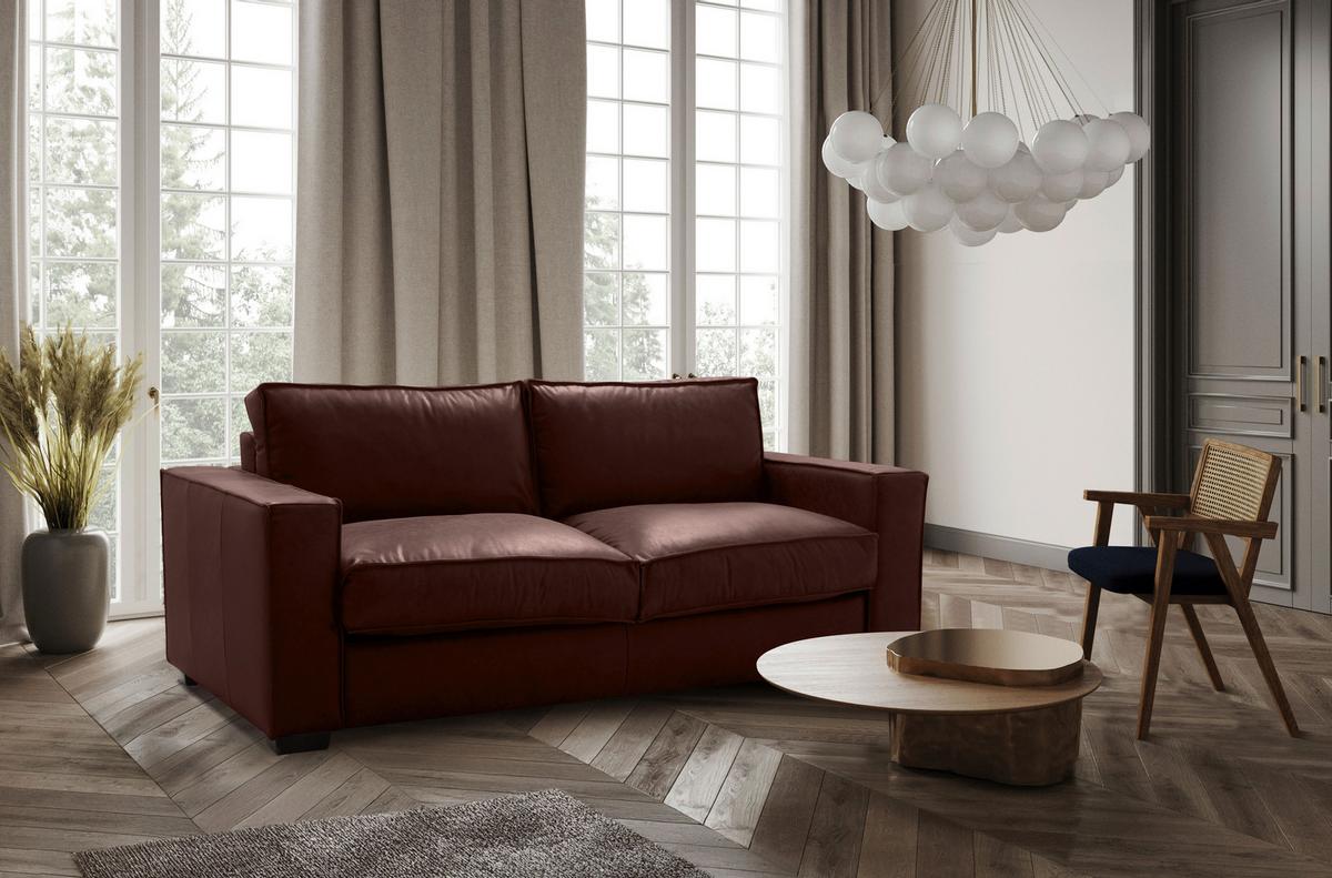 Schlafsofa Texas Braun Anilinleder, B: 203 Cm - Dunkelbraun/Braun, Design, Leder (203/85/99cm) - MID.YOU