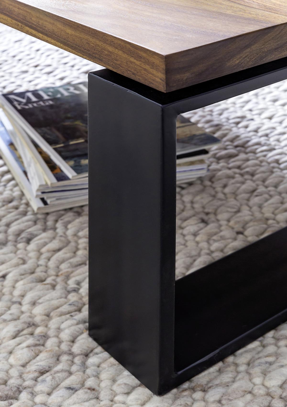 Couchtisch mit Holzplatte, Sheeham/Schwarz - Sheeshamfarben/Schwarz, Design, Holz/Metall (115/60/35cm) - MID.YOU