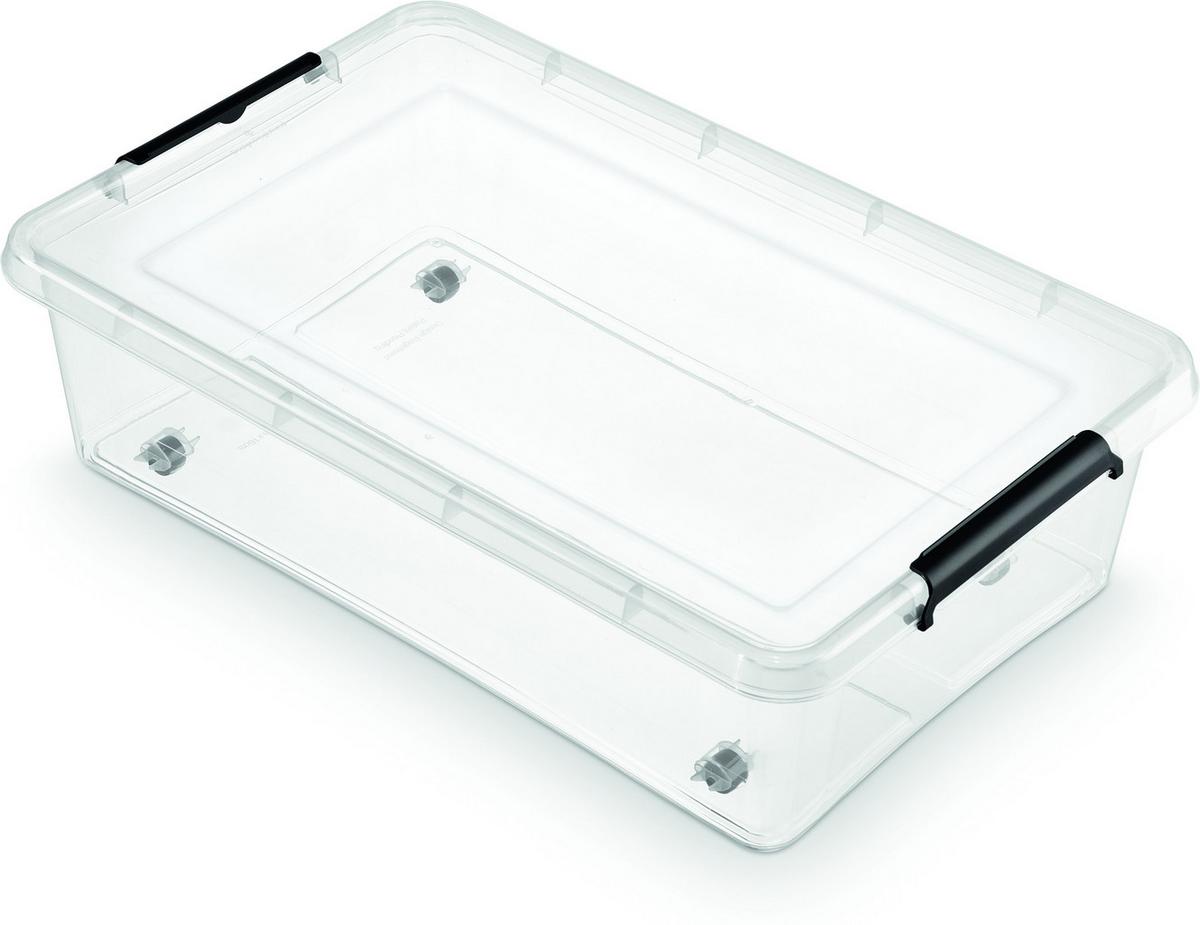 Unterbettroller M. Deckel Mila 29l, 58x39x16,5 Cm - Transparent/Schwarz, Basics, Kunststoff (58/39/16,5cm) - Homezone